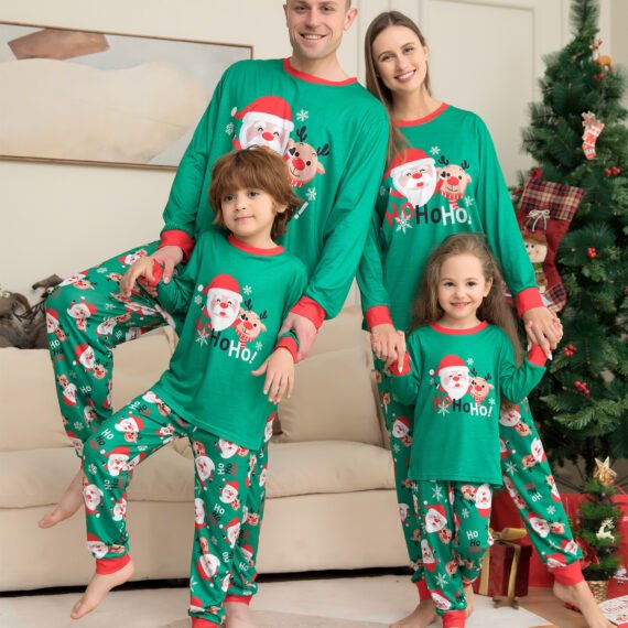 Christmas Pajamas For Family Matching Family Christmas PJs Sets Santa Claus Printed Top Sleepwear