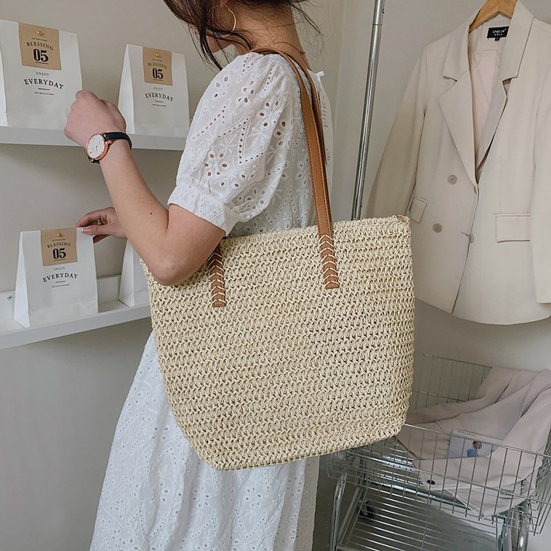 Hand-woven Women's Shoulder Handbag Bohemian 2022 Summer Fashion Straw Beach Tote Bag Travel Shopper Weaving Shopping Bags