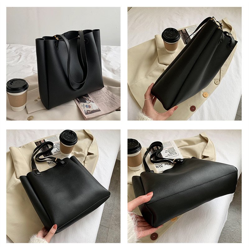 Simple Fashion Soft PU Totes Bag For Women 2021 Designer Bags Large Capacity Ladies Handbags Solid Color Shopper Bolsa Feminina