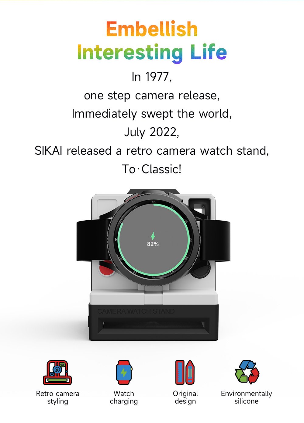 Smart Watch 2022 Galaxy Watch 4 Camera Design Silion Charging Stand Dock For Samsung Smart Galaxy Watch 4