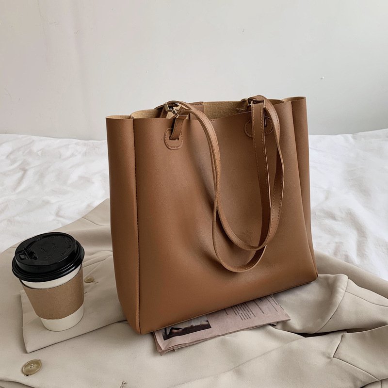 Simple Fashion Soft PU Totes Bag For Women 2021 Designer Bags Large Capacity Ladies Handbags Solid Color Shopper Bolsa Feminina