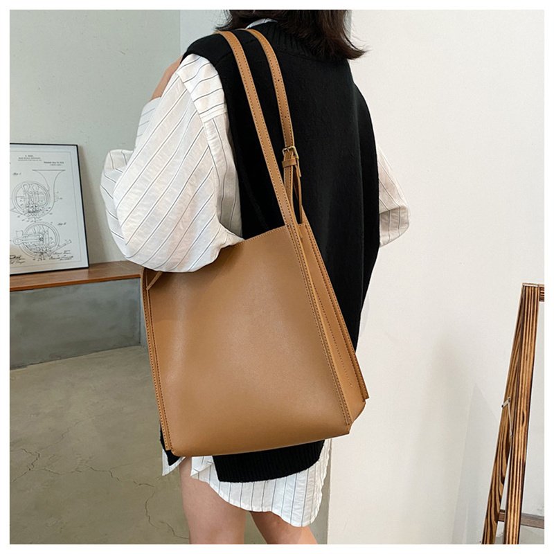 Simple Fashion Soft PU Totes Bag For Women 2021 Designer Bags Large Capacity Ladies Handbags Solid Color Shopper Bolsa Feminina