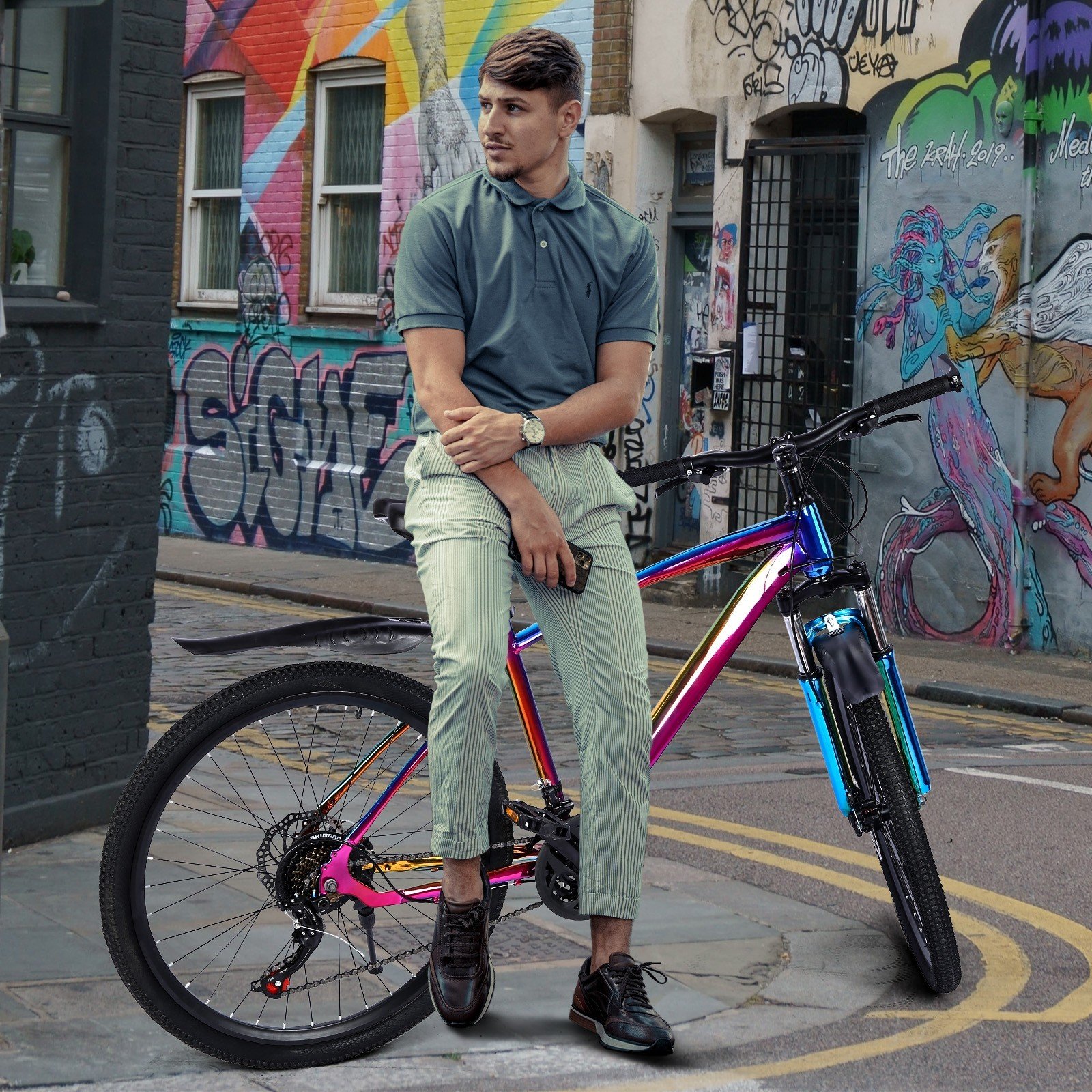 27.5 Inch Mountain Bike With 21 Speed Dual Disc Brakes Full Suspension Non-slip